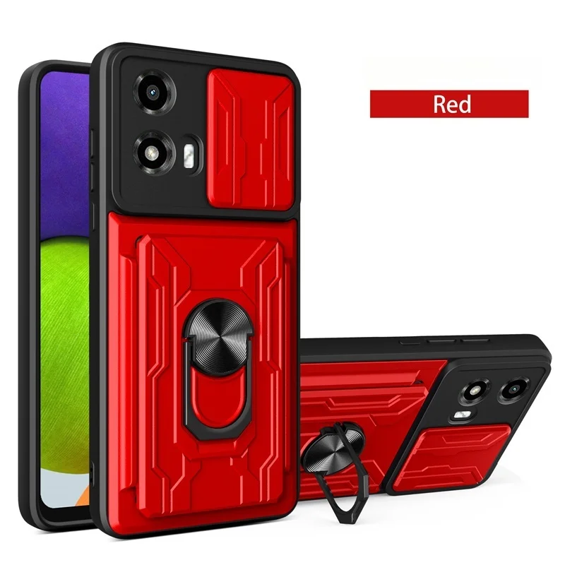 Rugged Shockproof Case with Lens Protector and Card Slot Stand Holder
