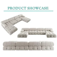 Sdorens 138" Modular Sectional Couch Modern U-Shaped Minimalist Velvet Sofas for Living Room Deep 4-Seat Sofas with 2 Ottomans 4