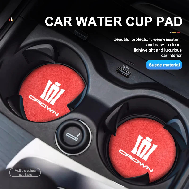 Suede Car Coaster Anti-slip Water Cup Heat Insulation Mat Decor For Toyota Crown S170 Athlete 1999-2005
