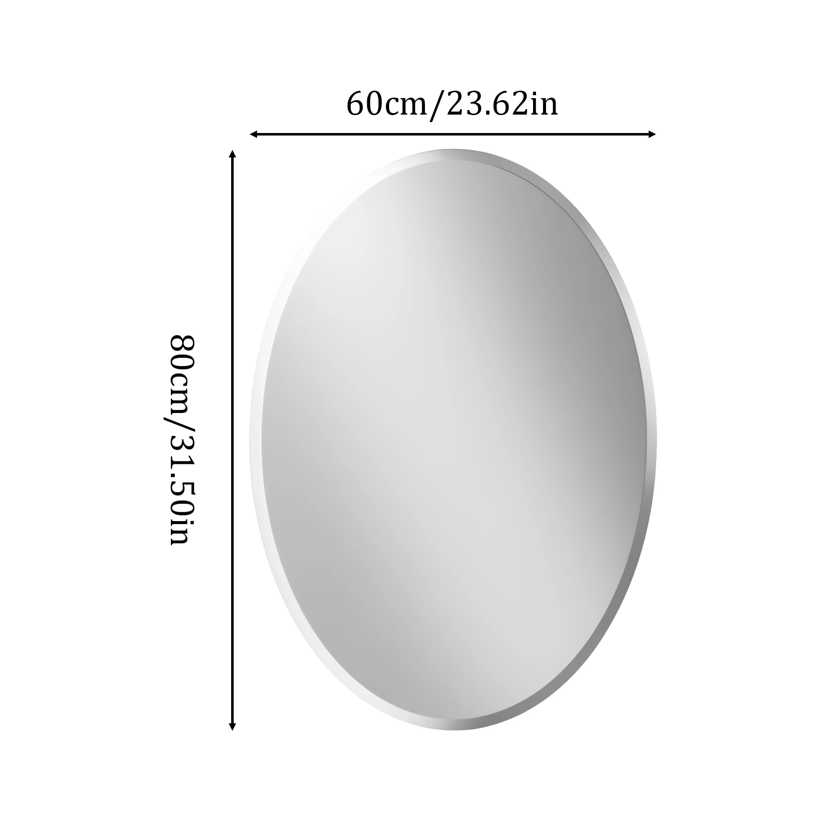 Oval Frameless Bathroom Mirror 50/60 Length with Beveled Edge for Living Room Entryway