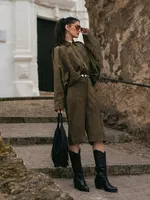 HH Spring Women Suede Coat Pant Sets Lapel Long Sleeve Zipper Jackets Casual Shorts 2025 New Fashion High Street Lady Outfit - Image 5
