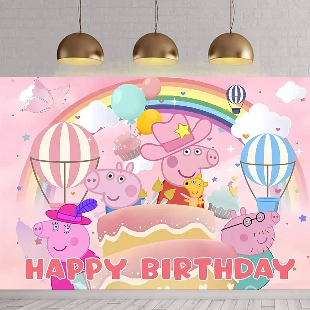 Birthday Party Supplies Peppa Pig Birthday Party Decoration Banner Balloons Paper Plates Disposable Tableware Decor Background Toy