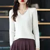 Women Sweater Long Sleeve Top Knitted Pullover V-Neck Fashion Sweater Woman Winter 2022 Basic Female Clothing Soild OL Sweaters 4