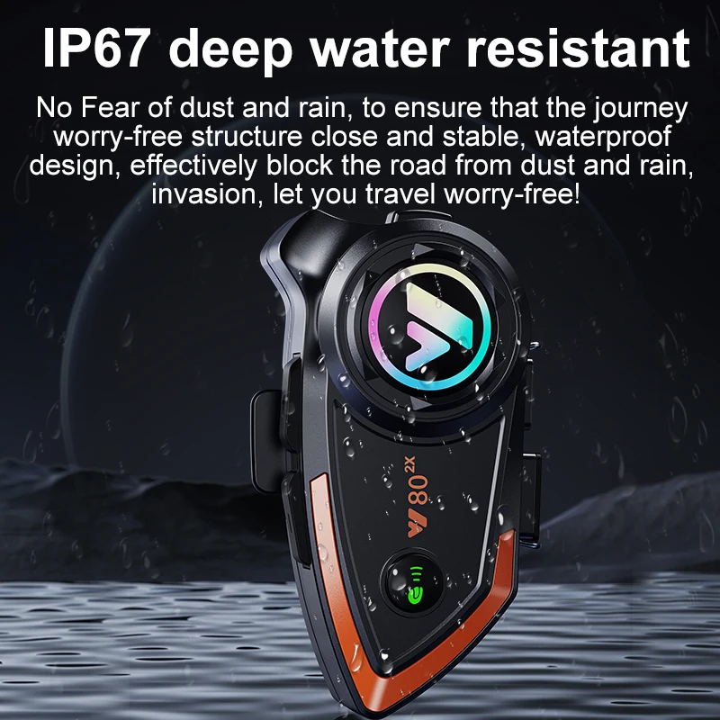 Y80 Motorcycle Helmet Intercom Bluetooth Waterproof