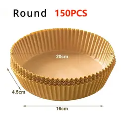 Pack of 100 Non-Stick Disposable Parchment Paper Liners for Air Fryers, Roasting, and Baking Accessories (150pcs-Round)