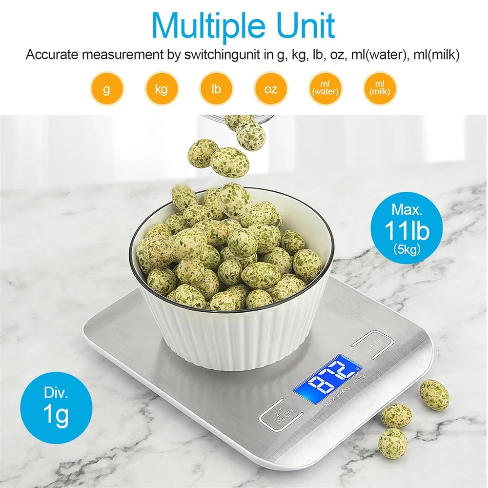 Digital Kitchen Scale Professional 10kg/1g Accurate Measurement Stainless Steel for Baking Cooking