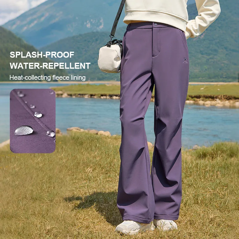 GOLDEN CAMEL Men's Hiking Pants Workwear Warm Plus Fleece Pant Straight Paratrooper Loose Sport Trousers Outdoor Water-repellent