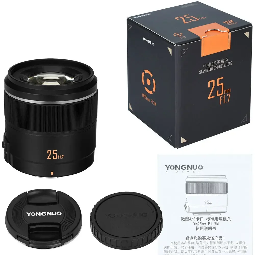 YONGNUO YN25mm F1.7M 25mm F1.7 STM 렌즈 M4/3 마운트 G95 GF9 GX9 매크로 4/3 대형 조리개 AF 카메라 렌즈