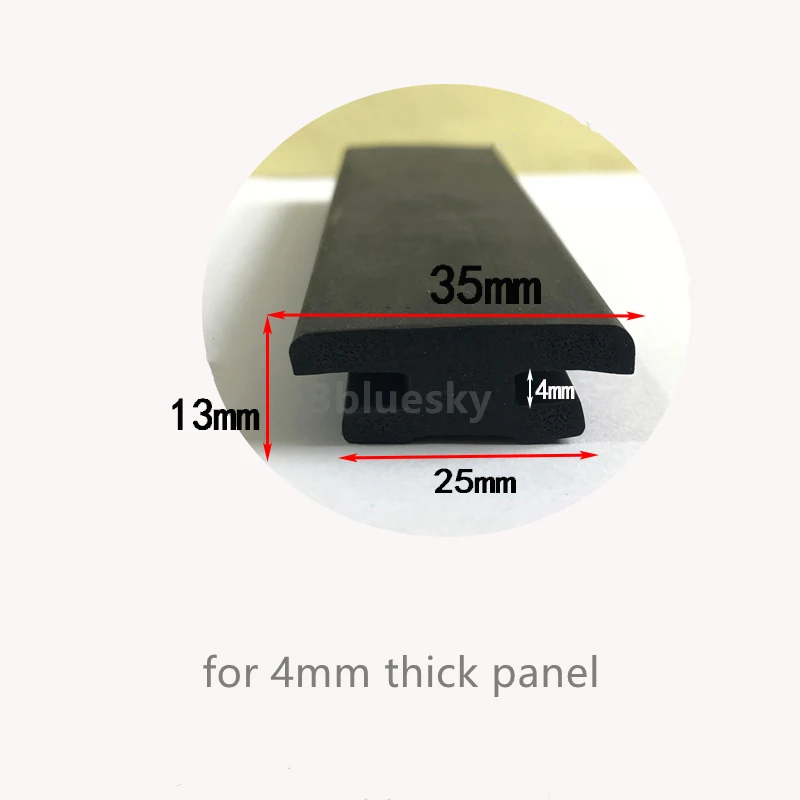 

Rubber H Shape Sealing Strip Edge Banding Encloser Shield for Frameless Glass Metal 4mm Thick Panel Board Black