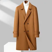 Winter New Men Wool Coat Long Below The Knee Loose Thick Male Woolen Outwear Fashion Casual Suit Collar Double-breasted Outcoat