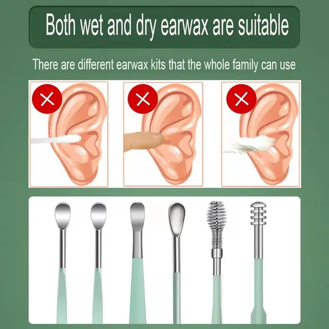 Kit Pulizia Orecchie 6 Pezzi | In Acciaio Inossidabile | Con Custodia In Pelle | Per Adulti E Bambini - Foto 5