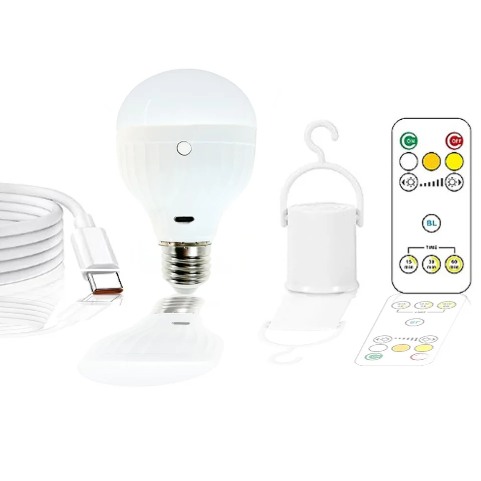 Lampadina LED Ricaricabile Magnetica E27 Con Telecomando – 15 Colori, Dimmerabile, 2 Pezzi, Batteria 2000mAh - 5
