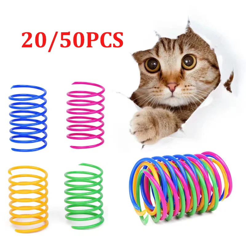 8/20/50Pcs Kitten Cat Toys Wide Durable Heavy Gauge Cat Spring Toy Colorful Springs Cat Pet Toy Coil Spiral Springs Pet Intera 8/20/50Pcs Kitten Cat Toys Wide Durable Heavy Gauge Cat Spring Toy Colorful Springs Cat Pet Toy Coil Spiral Springs Pet Intera