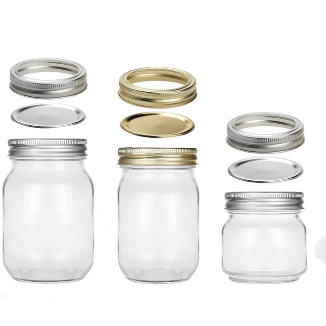 4pcs 450ml Glass Regular Mouth Mason Jars for Meal Prep, Food Storage,Canning,  Drinking, Jelly, Dry Food, Spices, Salads, Yogurt - AliExpress
