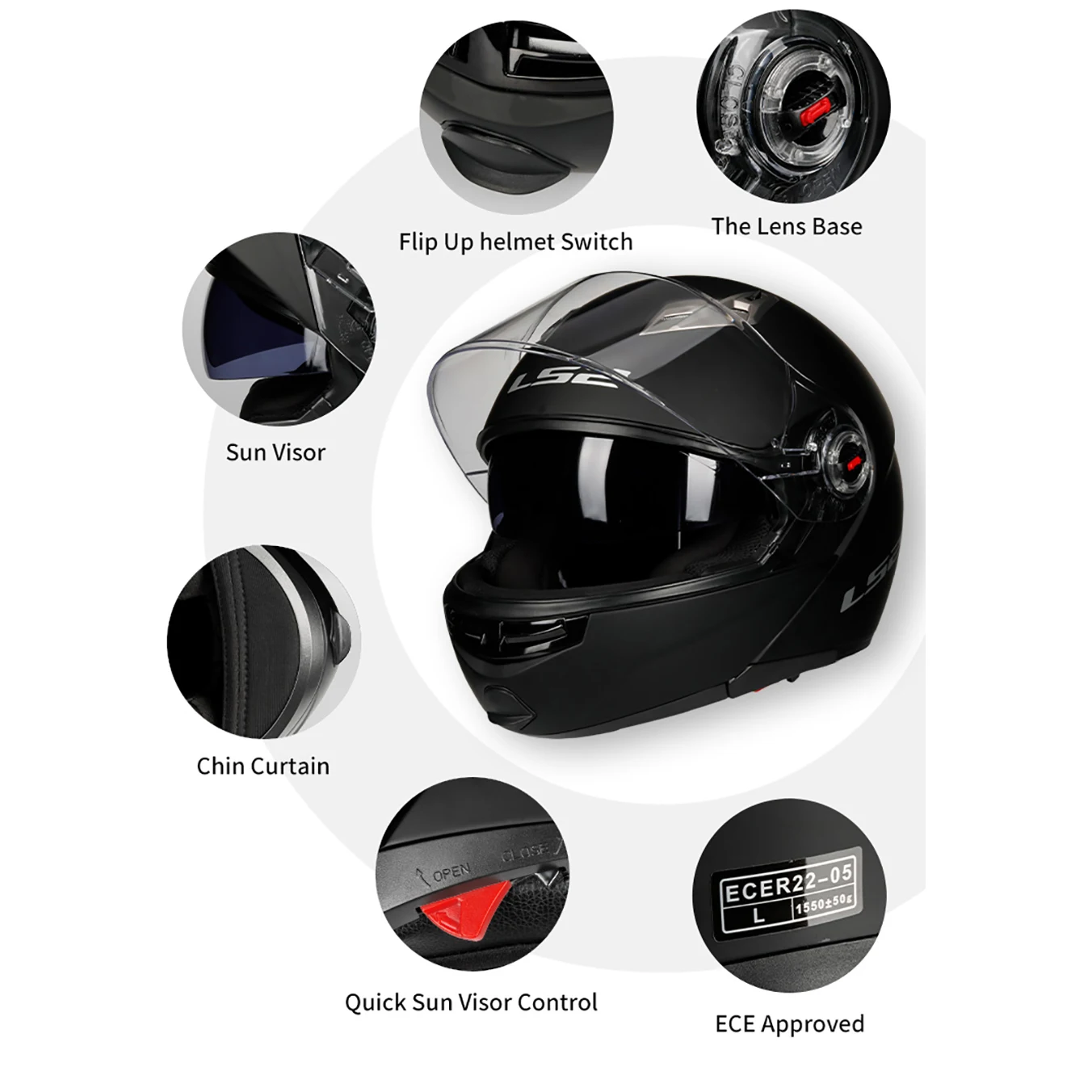 LS2 FF370 Flip Up Motorcycle Helmet Personalised Dual Lens Modular Helmets LS2 Capacete Cascos Para Moto Motocross Racing Helmet images - 6