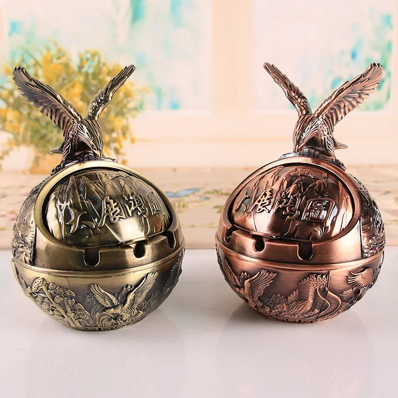 12 Zodiac signs retro ashtray with lid home office ashtray decoration