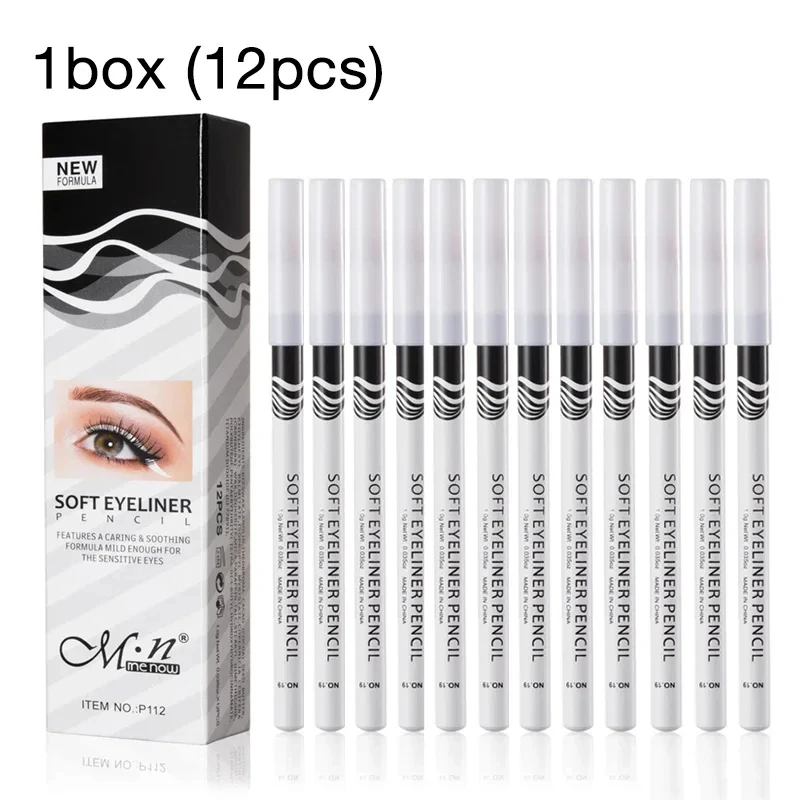 12pcs White Eyeliner Makeup Smooth Easy To Wear Eyes Brightener Highlighter Waterproof Long Lasting Eyes Liner Pencils Makeup 5