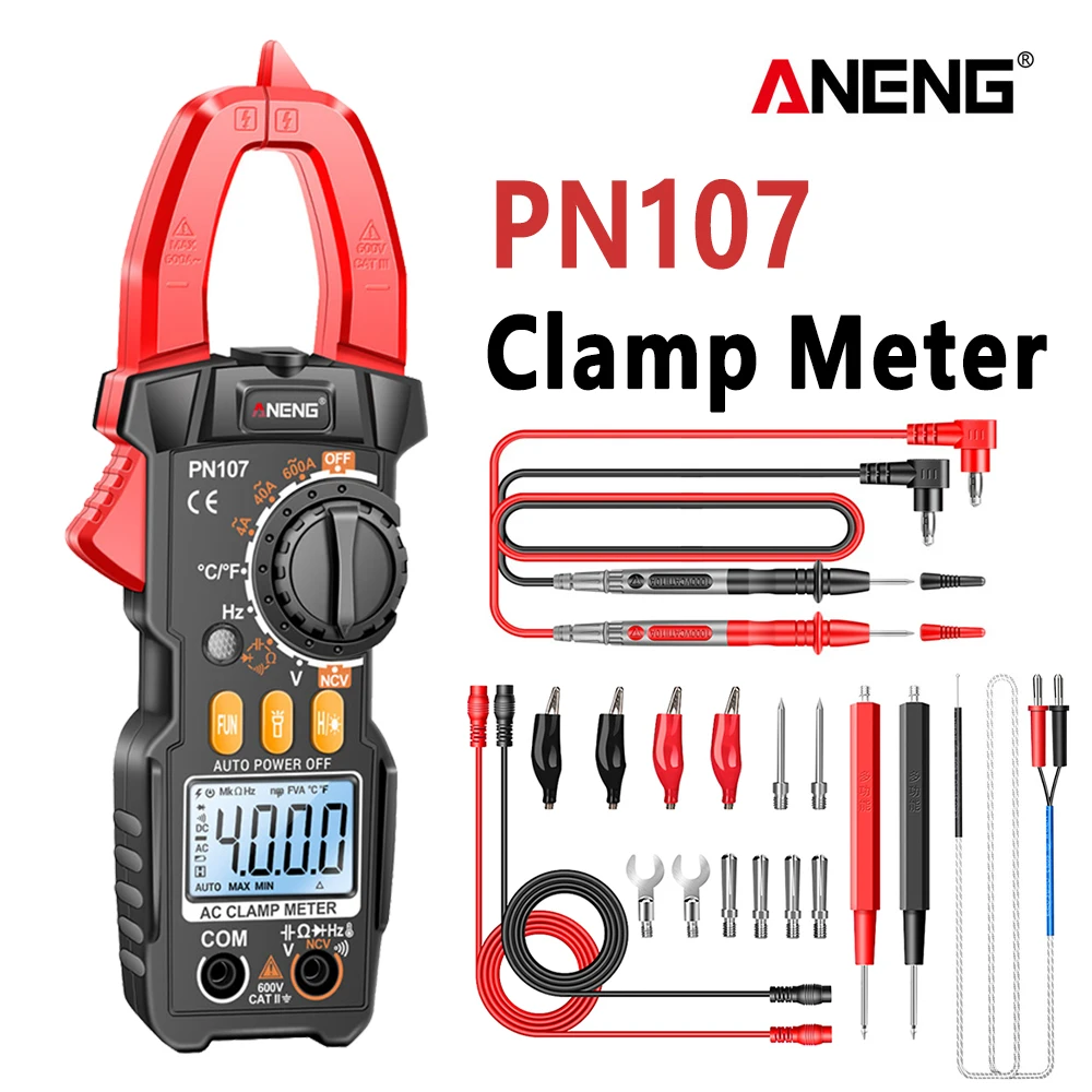 Digital Multimeter ANENG PN107 Professional 600A AC Current Tester Ammeter Voltmeter Temperature Frequency