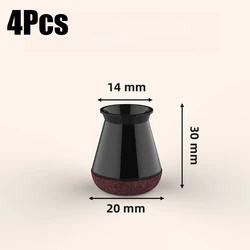 Set of 4 Silicone Chair Leg Floor Protectors with Felt Bottom (Black Small - 4Pcs)