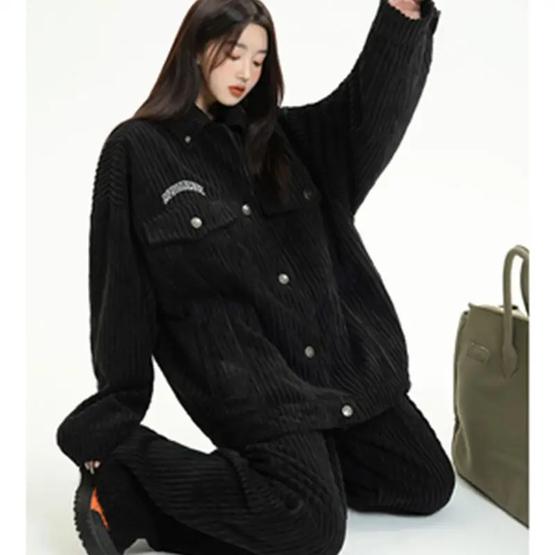 2022 Prefall New Corduroy Jacket Men and Women's Fashion Brand Korean Version Retro Couple Casual Loose Jacket Two-piece Commute