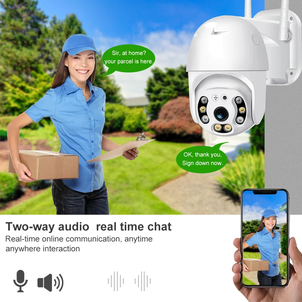 2X TELECAMERA IP CAM PTZ WIFI CAMERA DOME WIRELESS ESTERNO APP - Foto 4