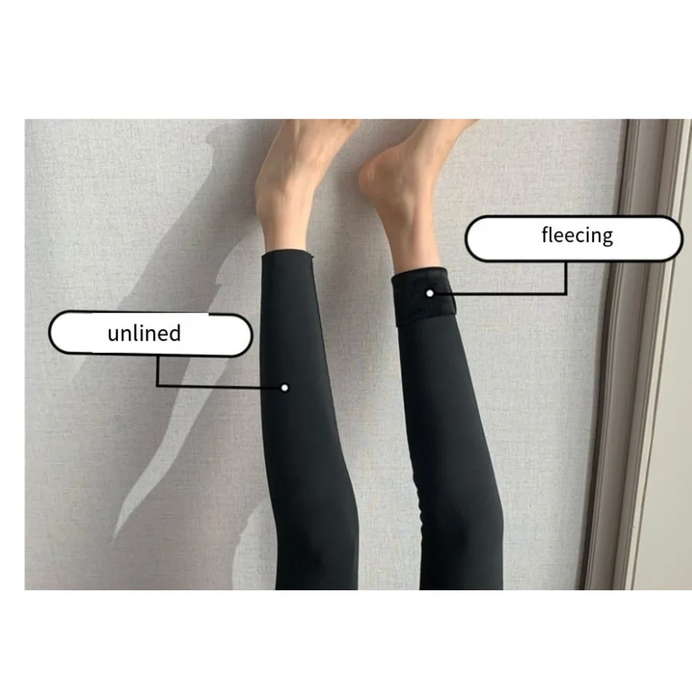 Control 3 shark skin leggings for women wearing outside, with small feet plush, tight fitting and slimming legs,_voghion.com