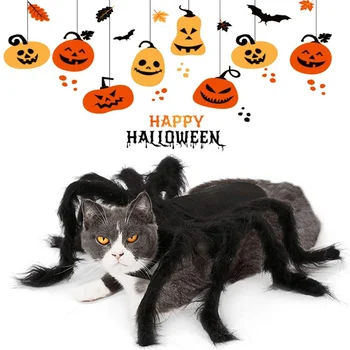 Funny Halloween Pet Spider Clothes Simulation Black Spider Puppy Cosplay Costume For Dogs Cats Party Cosplay Halloween Outfit 4