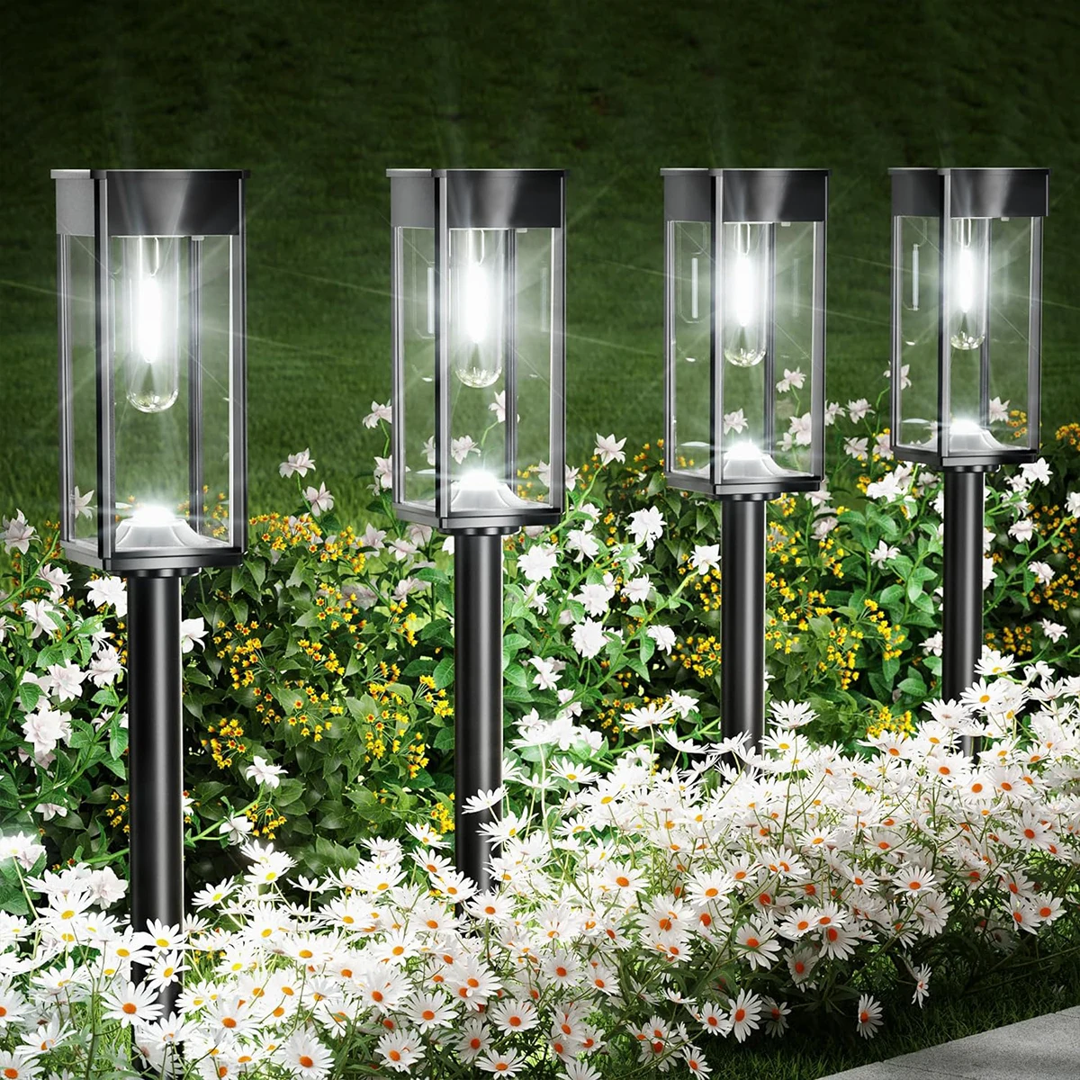 4pcs Solar Pathway Lights Outdoor Bright Solar Lights Outdoor Garden Powered Landscape Lighting For Yard