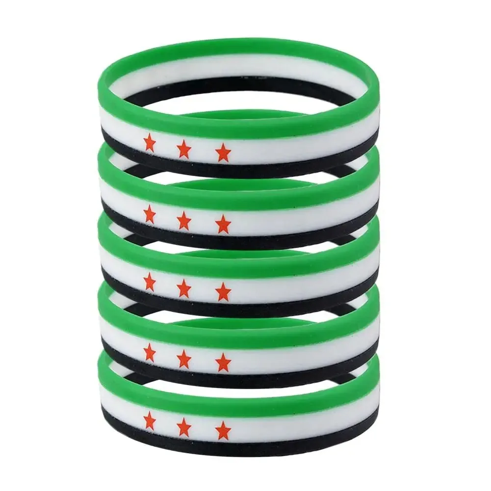 1 قطعة علم سوريا أساور مطاطية من السيليكون سوار مع...