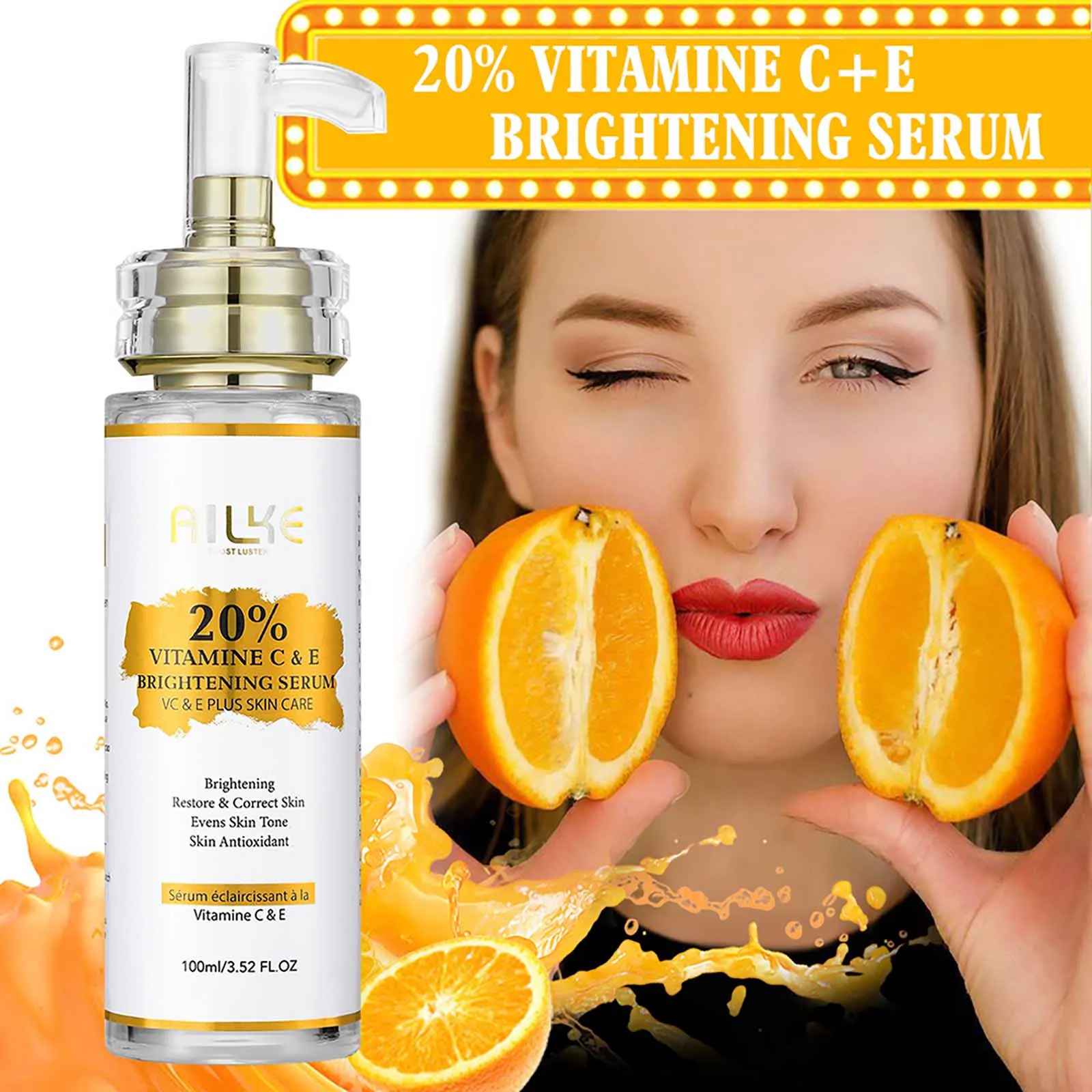 AILKE Vitamin C Skin Care Kit, With Lightening Body Lotion, Even Skin Tone Cream, Whitening Serum, Brightening Soap 3