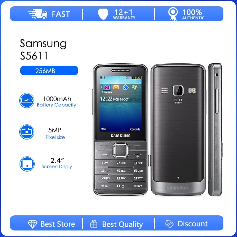 

Samsung S5611 S5610 Original Unlocked 3G Mobile Phone Bluetooth FM radio Free Shipping