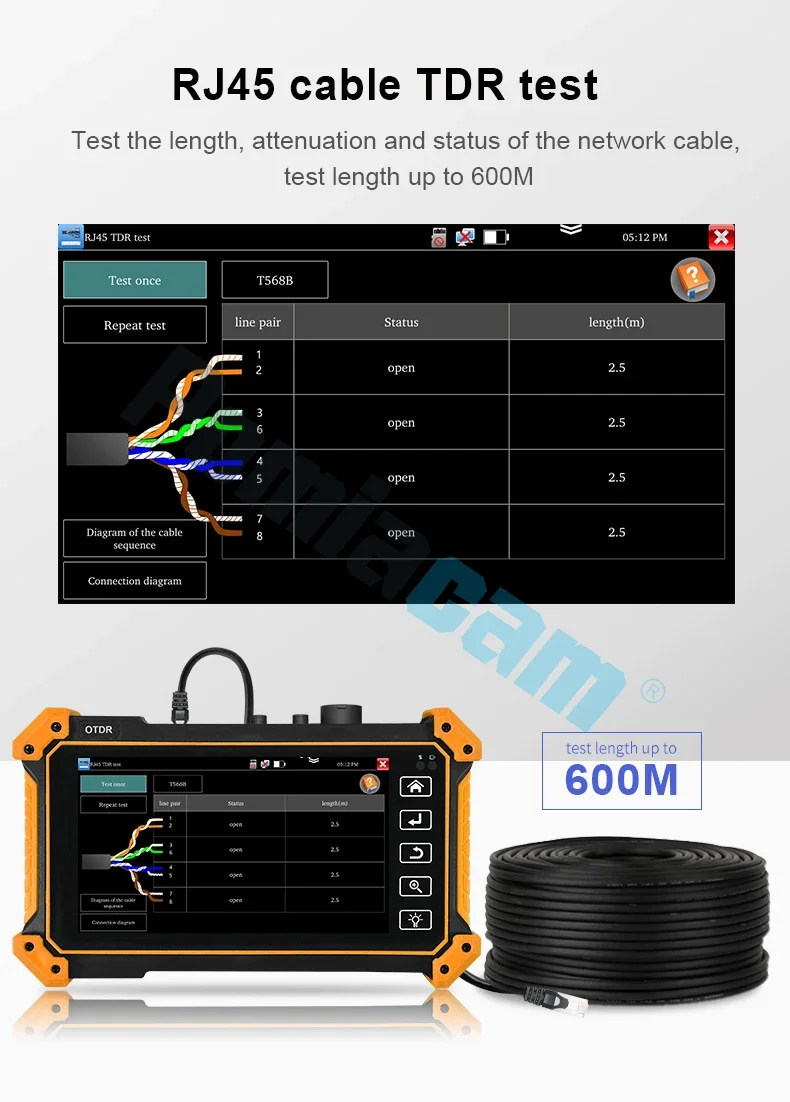 MOT-51 OTDR Tester 5.55 Inch OLED Touch Screen OTDR OPM VFL Optic Time-domain Re