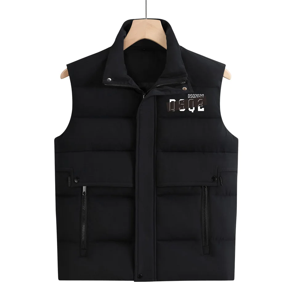 mens vest jacket warm sleeveless jackets winter waterproof zipper coat autumn stand up collar casual waistcoat brand clothing DSQ2 Brand Winter Clothing Vest Jacket Warm Sleeveless Men's Jackets Casual Waistcoat Winter Windproof Coats Male Zipper Vest