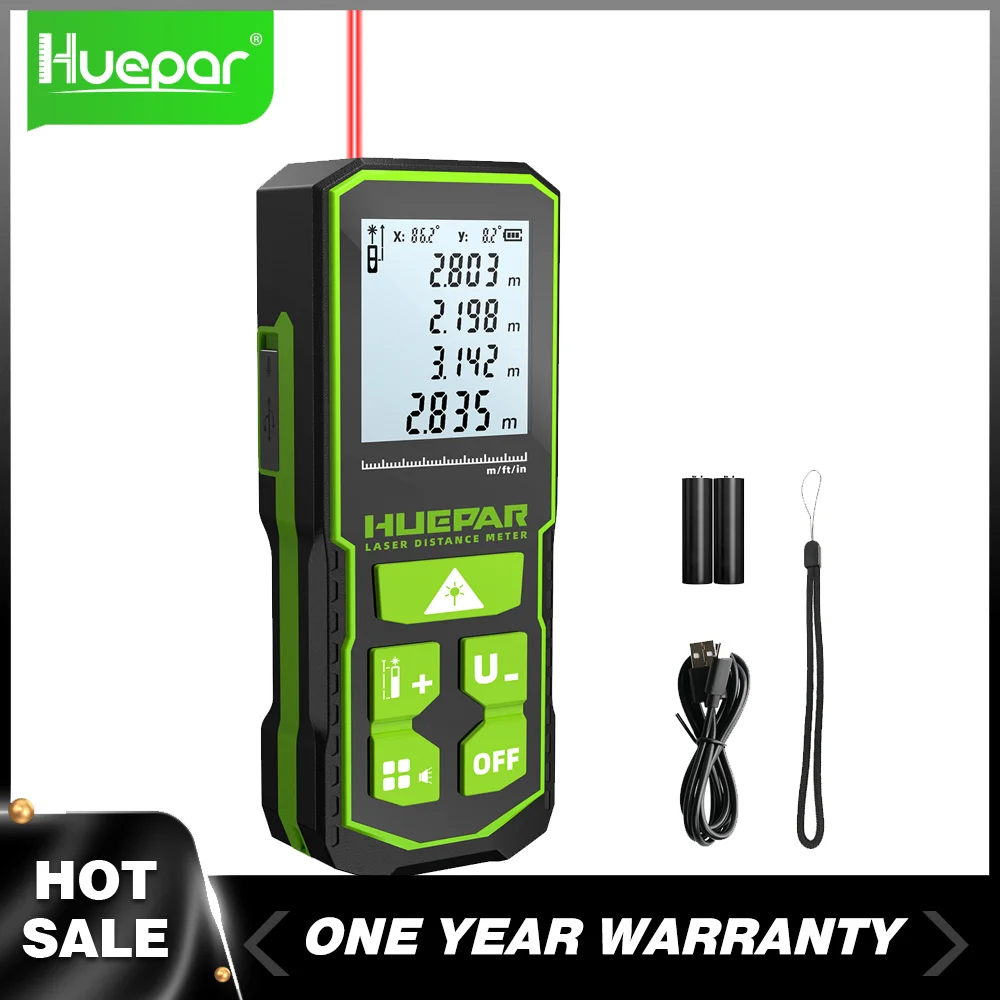 Huepar 60m/100m/120m Laser Rangefinder Digital Red Laser Distance Meter With LCD Screen Area And Volume Measurement Function S60