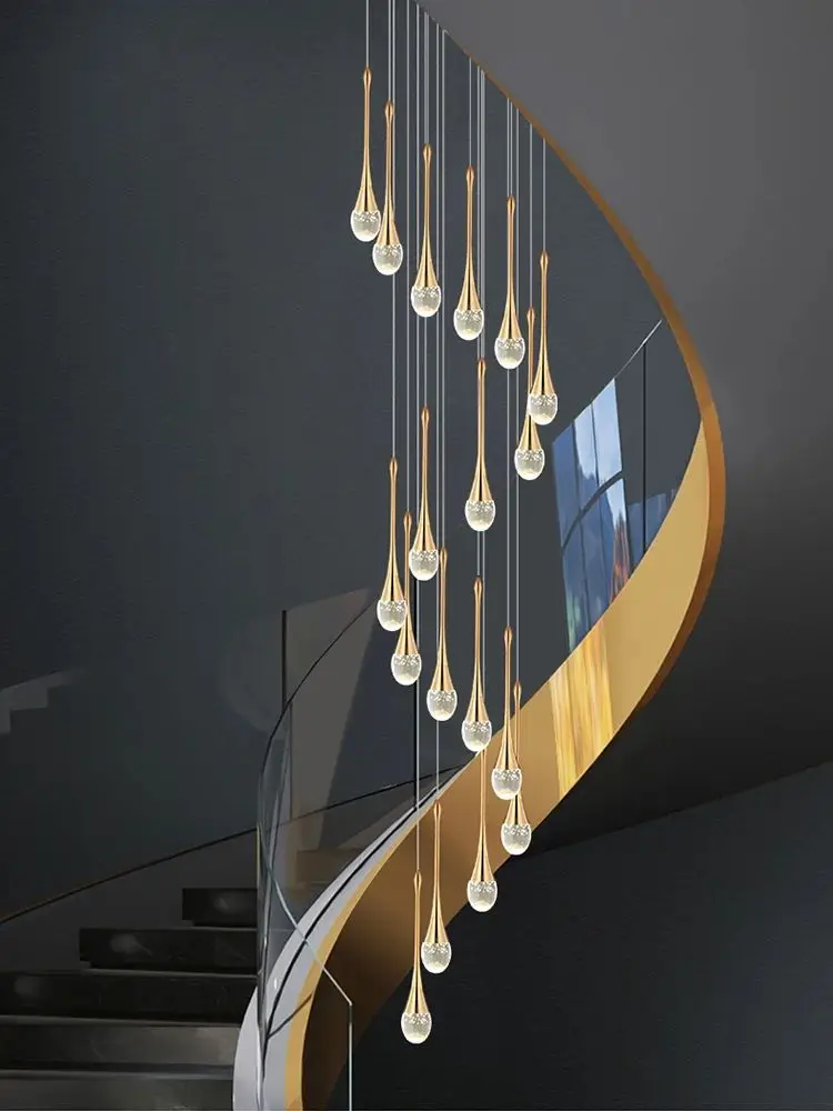 

Crystal Chandelier Modern Villa Living Room Chandelier Hanging Lamp LED Crystal Lamp Exhibition Hall Staircase Pendant Lamp