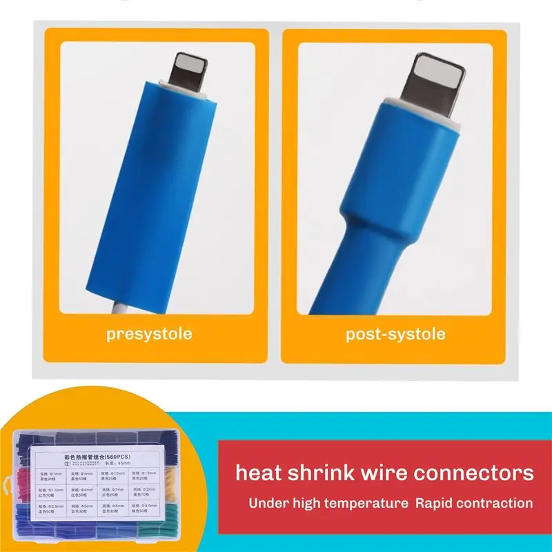 AEE9-560PCS 열수축 튜브, 전선 케이블 랩 모음 전기 절연 열수축 튜브 키트(박스 포함)