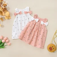 Summer Simple Solid Color Flower Baby Girl Dress Sleeveless Bowknot Children’s Clothes Thin Breathable 0 To 3 Years Old Toddler