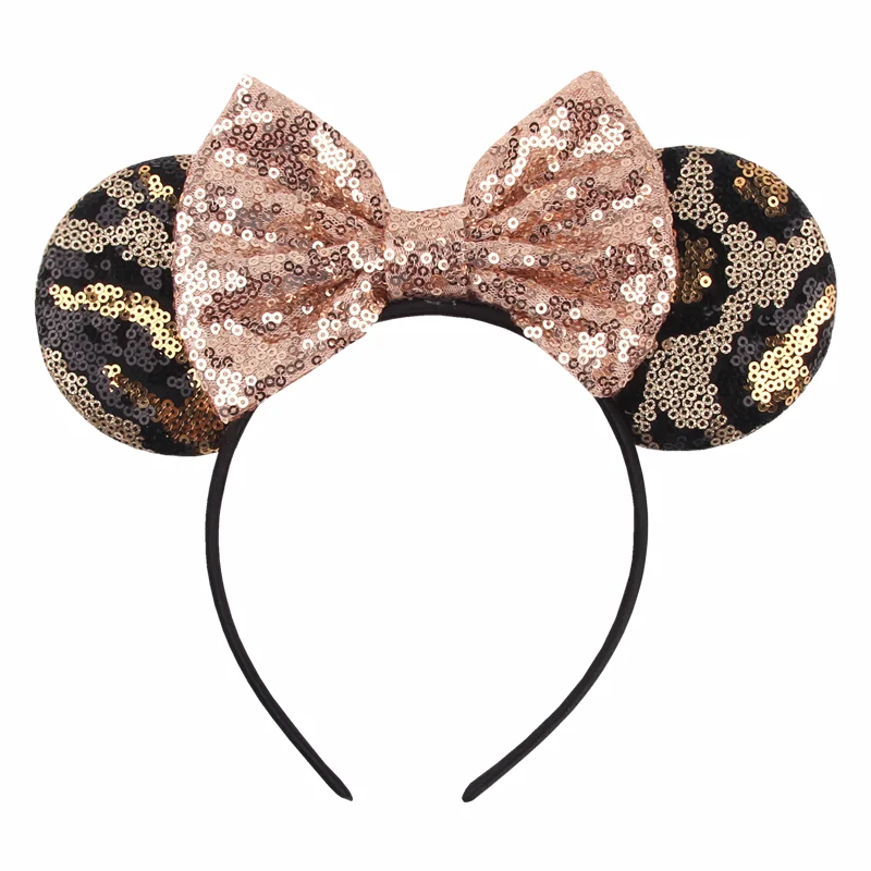 Stickerei Pailletten Leoparden muster Maus Ohr Stirnband Frauen Party Cosplay Bogen Haarband Karneval Dekoration Kinder Haarschmuck – Detail 9