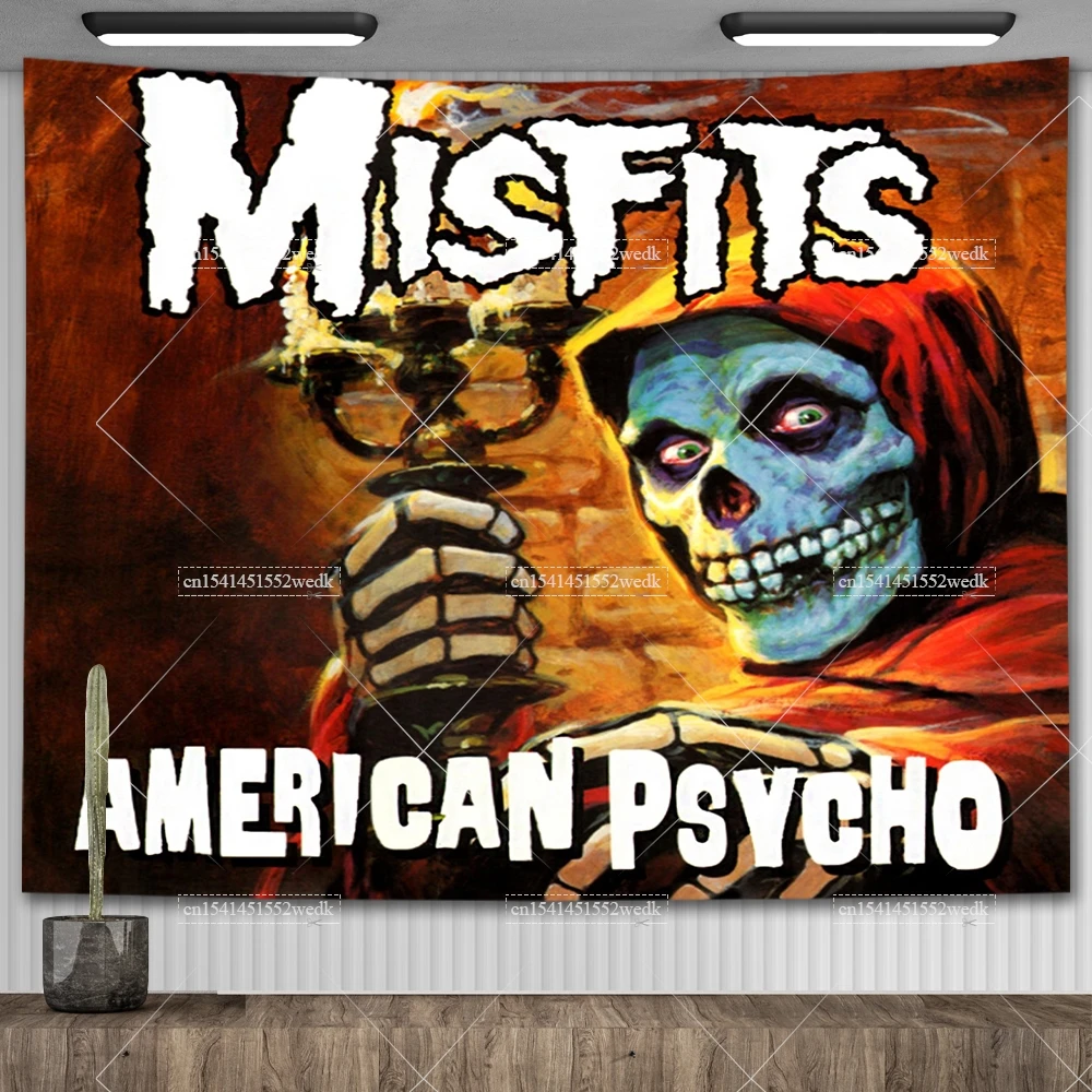 Póster/bandera De Tela Misfits Skull - Tamaño 1100 X 750 Mm - Producto Con Licencia Oficial, Ideal Para Decoración