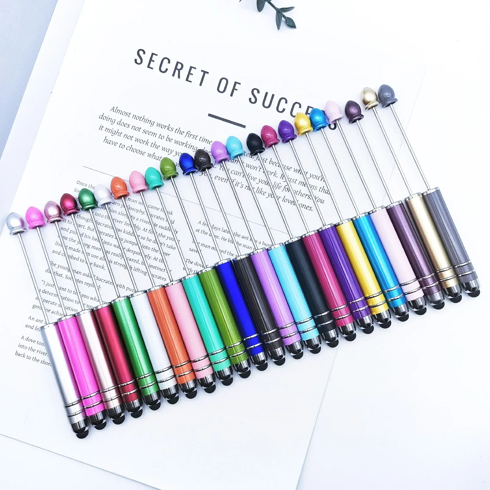 20pcs Multi Color Touch Screen Beaded Pen DIY Cute Puzzle Beadable Ball Pen Mobile IPad Touch Pens Business Office Gift Pen