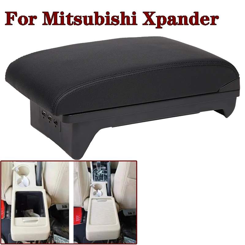 

For Mitsubishi Xpander armrest car interior Accessories USB arm rest storage box center console styling decoration cover
