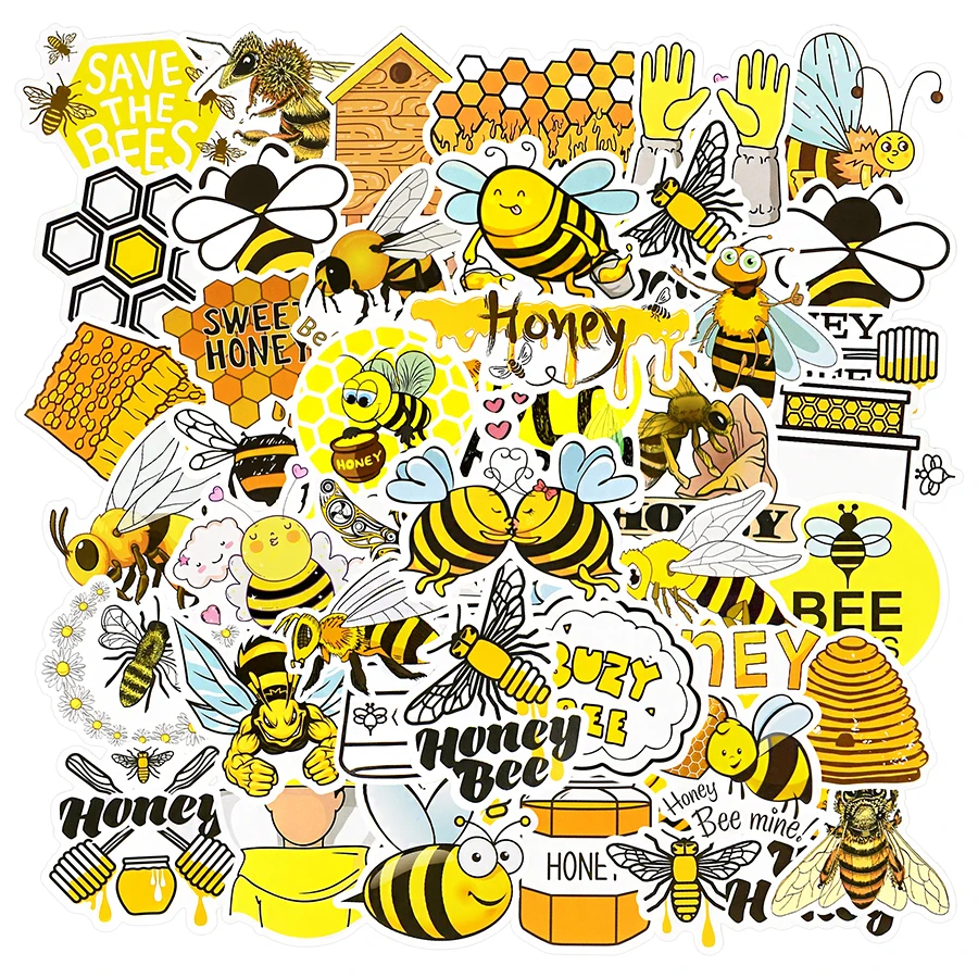 Bee Stickers Laptop, Stickers Cartoon Bees, Cartoon Sticker Honey