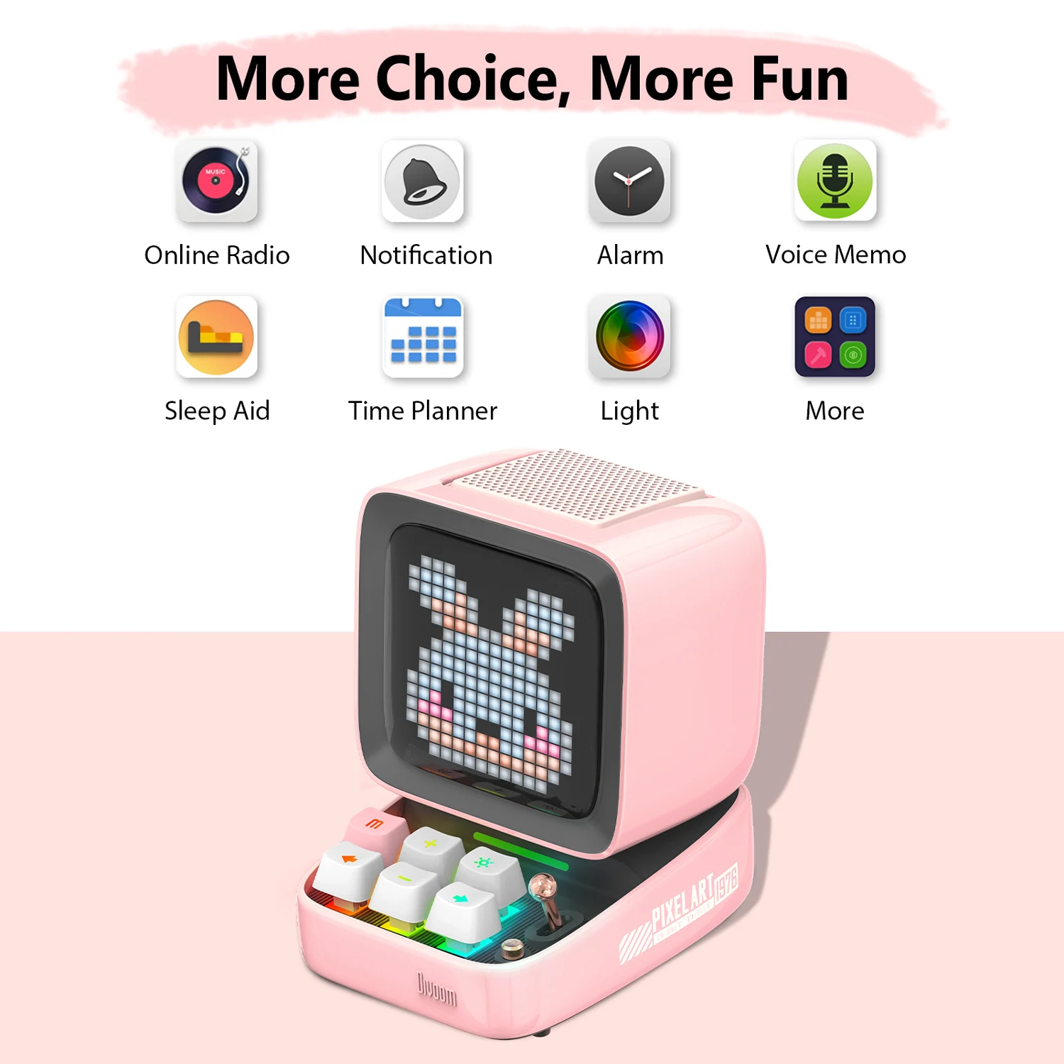 Divoom Ditoo-Pro 레트로 픽셀 아트 블루투스 휴대용 스피커 알람 시계, DIY LED 디스플레이 보드, 귀여운 선물, 가정 조명 장식
