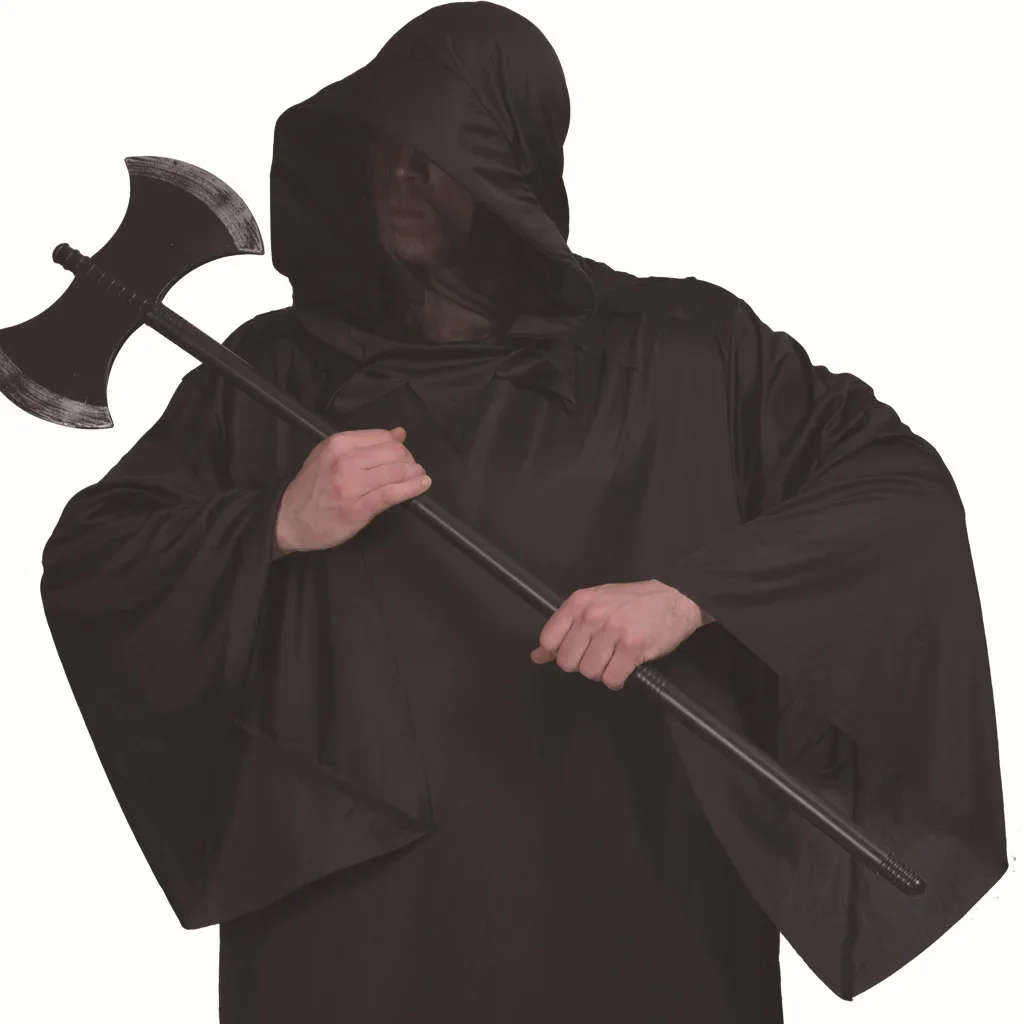 Black Robe Warrior Man Halloween Death Costumes Adult Wizard Cosplay Carnival Purim Parade