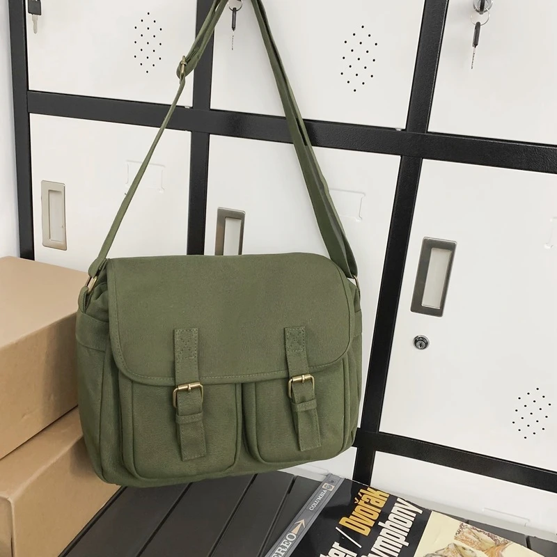 College Canvas Textile Big Capacity School Book Laptop Postman Bag