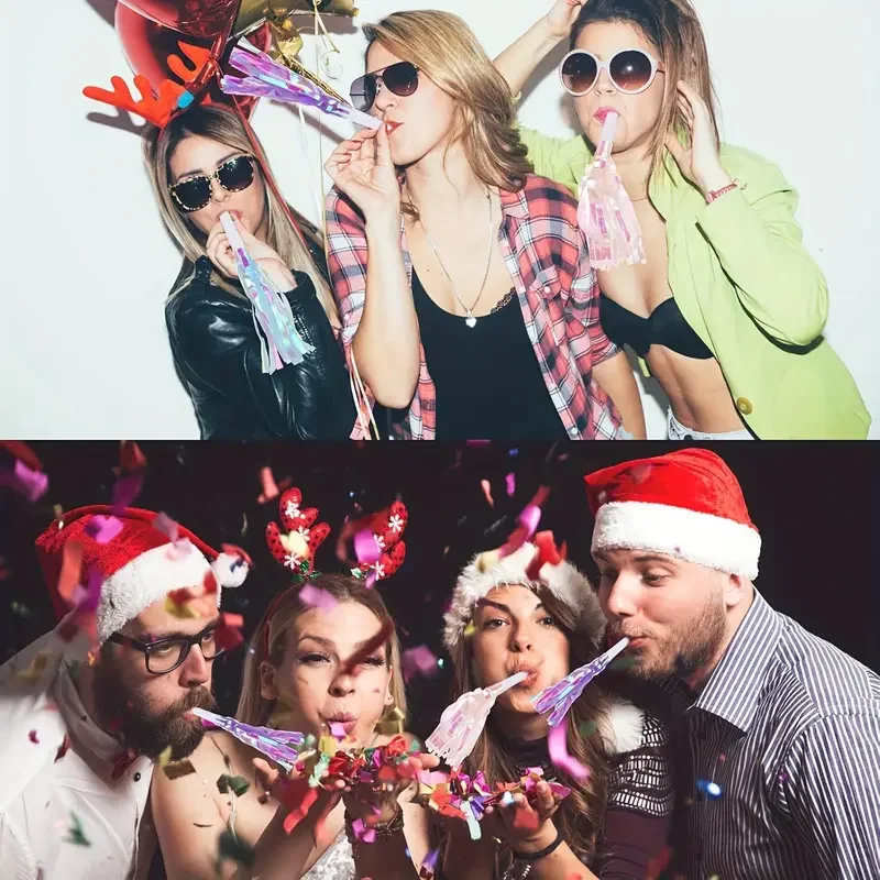 6Pcs Colorful Blowout Whistles Kids Birthday Party Favors Toy Christmas New Year Noise Maker Wedding Gift for Guests Cheer Props