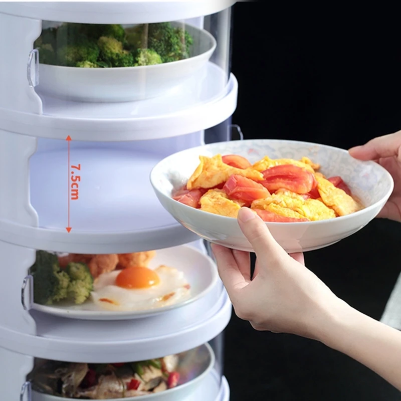 Food Insulation Covers 3/4/5 Layer Transparent Stackable Dustproof Leftovers Food Storage Box Container Kitchen Organization