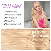 Perruques synthétiques ondulées blondes longues avec frange, perruques de Cosplay Lolita blondes Halloween ondulées naturelles pour femmes blanches résistantes à la chaleur 2