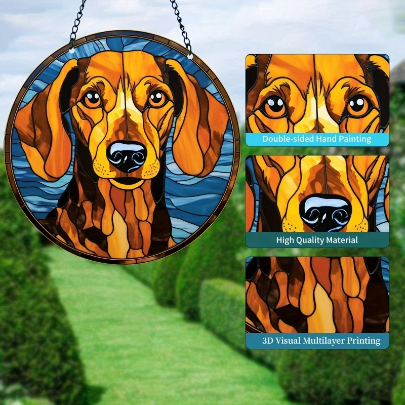 Attrape-soleil Teckel En Acrylique - Décoration Fenêtre Colorée - Pour Amoureux Des Chiens - 12