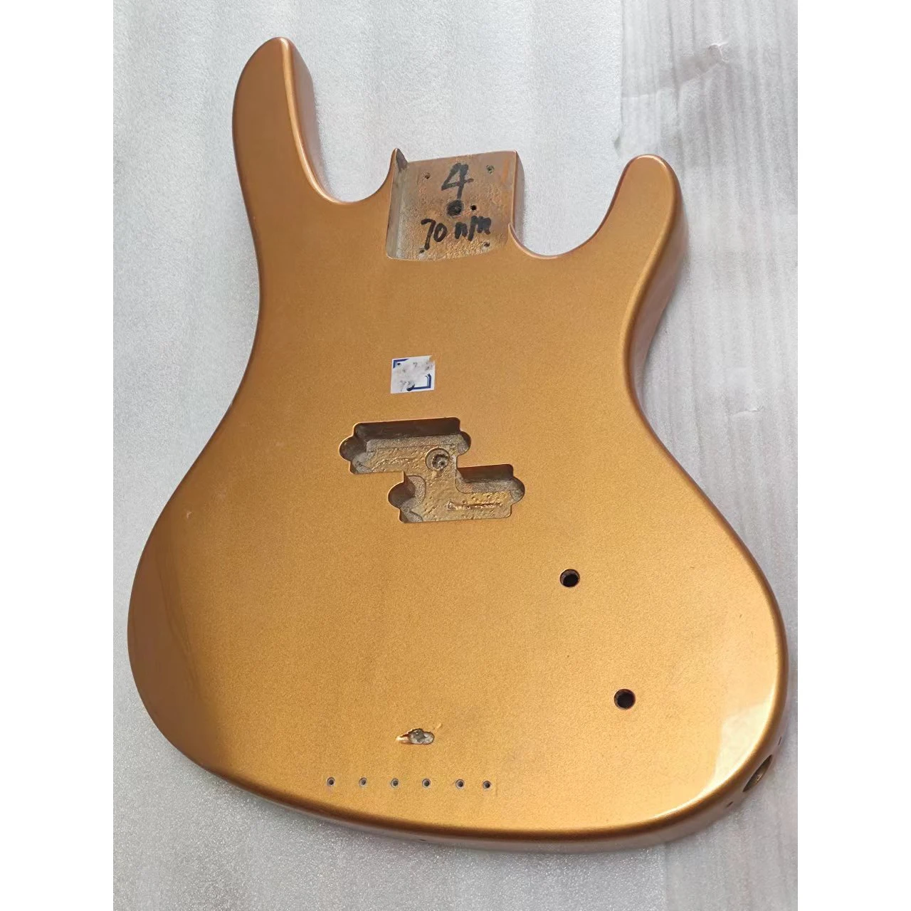 

Stock Special Shape Electric Bass Guitar Body Unfinished Golden Color Semi-finished Guitarra Barrel DIY Kit Part Real Photos